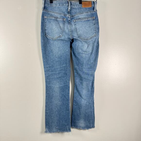 J.Crew Women's Stretch Raw Hem Crop Mid Rise Cotton Demi Bootcut Jeans Size 25 - Picture 4 of 10